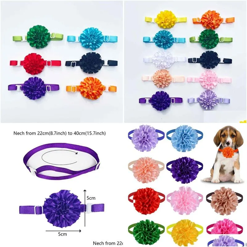 Dog Apparel 50/100pcs Pet Bow Tie Flowers Necktie Adjustable Bowties Collar Accessories Grooming Products For Small DogsDog