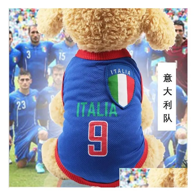 Dog Apparel Pet Clothing Mesh Vest Football World Cup Teddy Bichon VIP Small Sportswear