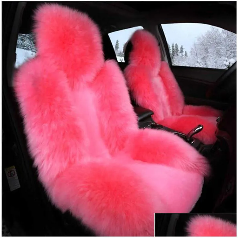 car seat covers car front seat cover fur car seat steering wheel cover pink wool winter  universal furry fluffy thick faux