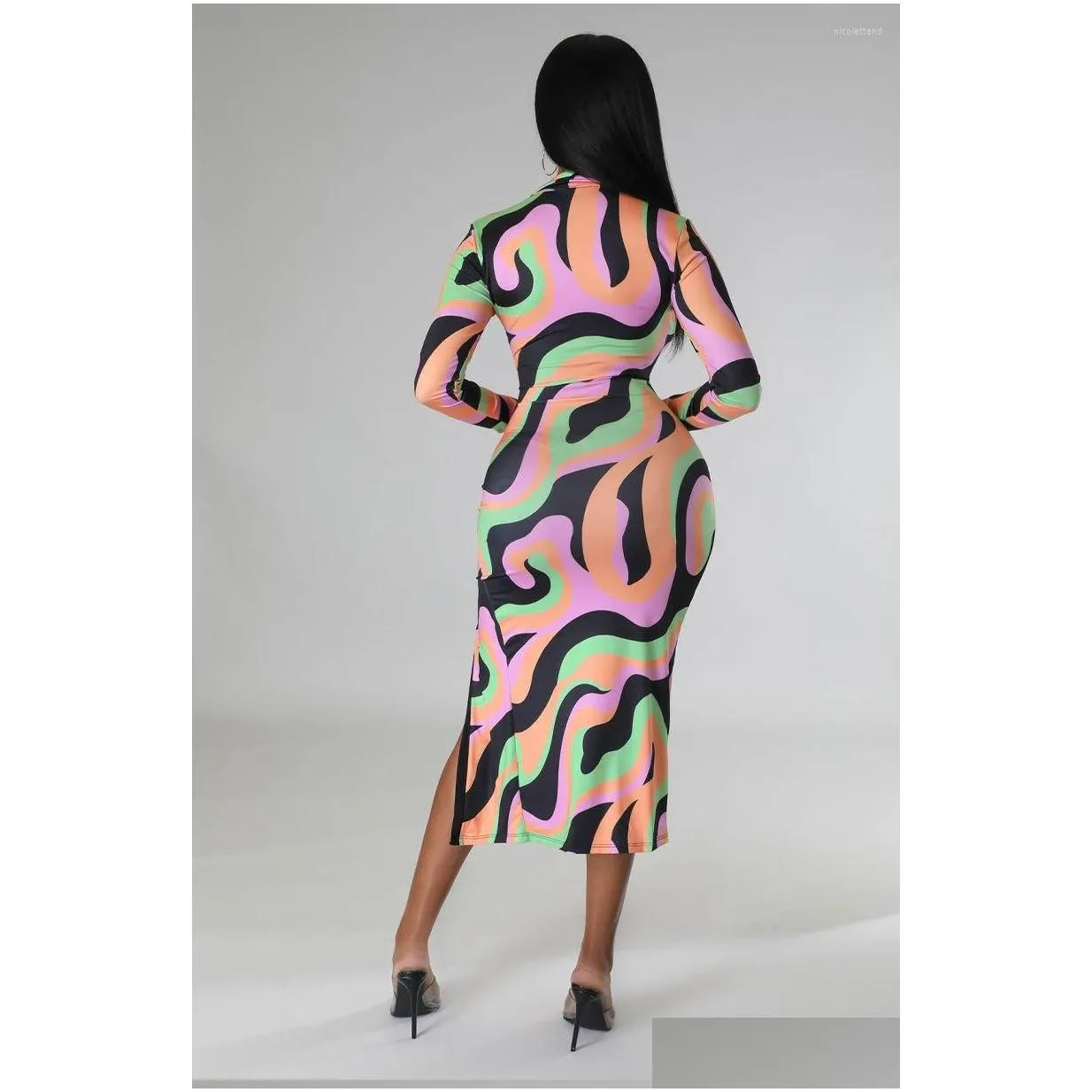 casual dresses cozok 2023 top quality young sexy club vintage spit designer full sleeve sweet style high waist women long pencil dress