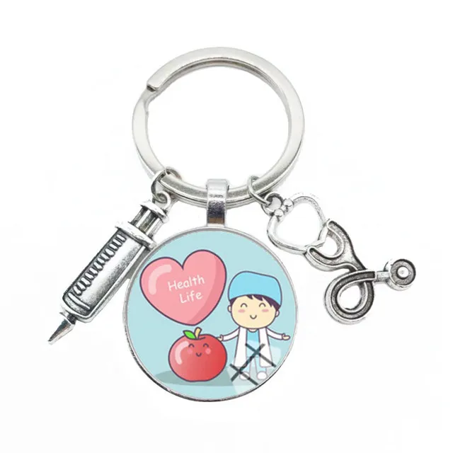 cute medical kechain with love heart angel key ring personality jewelry thanksgiving gift key holder for nurse and doctor key chains