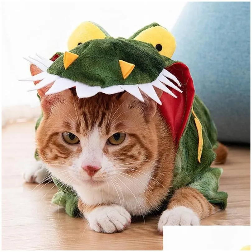 Cat Costumes Winter Warm Pet Dog Clothes Funny Crocodile Transformed Jacket Halloween Cosplay Costume Party Outfit Suppl