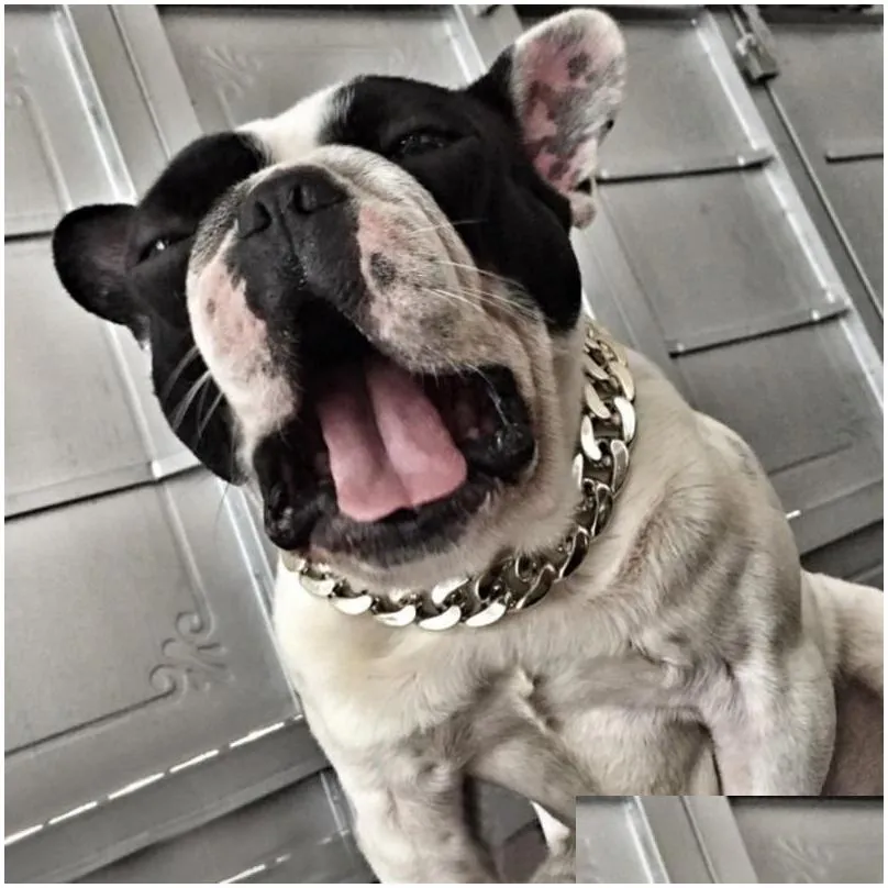 Gold Chain Collar For Dog Tone Cut Curb Cuban Pet Link Customize Wholesale Jewelry Pets Gift Necklace Neck Golden Collars & Leashes