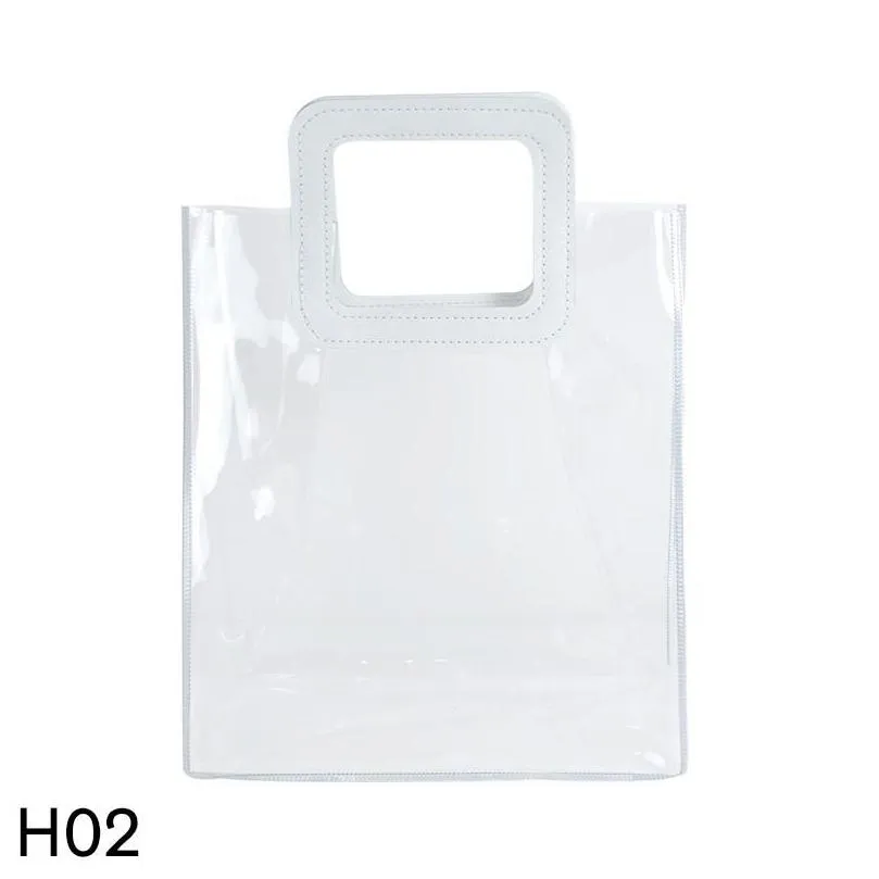 Gift Wrap 1pc Transparent PVC Tote Bags With Hand Loop Clear Handbag Flower Bouquet Packing Cosmetic Birthday Package Pouch
