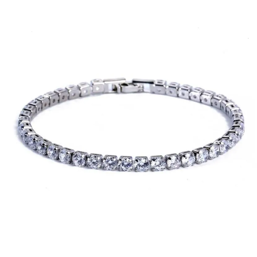 tennis bracelets jewelry luxury 4mm cubic zirconia iced out chain crystal wedding for women men gold sier bracelet