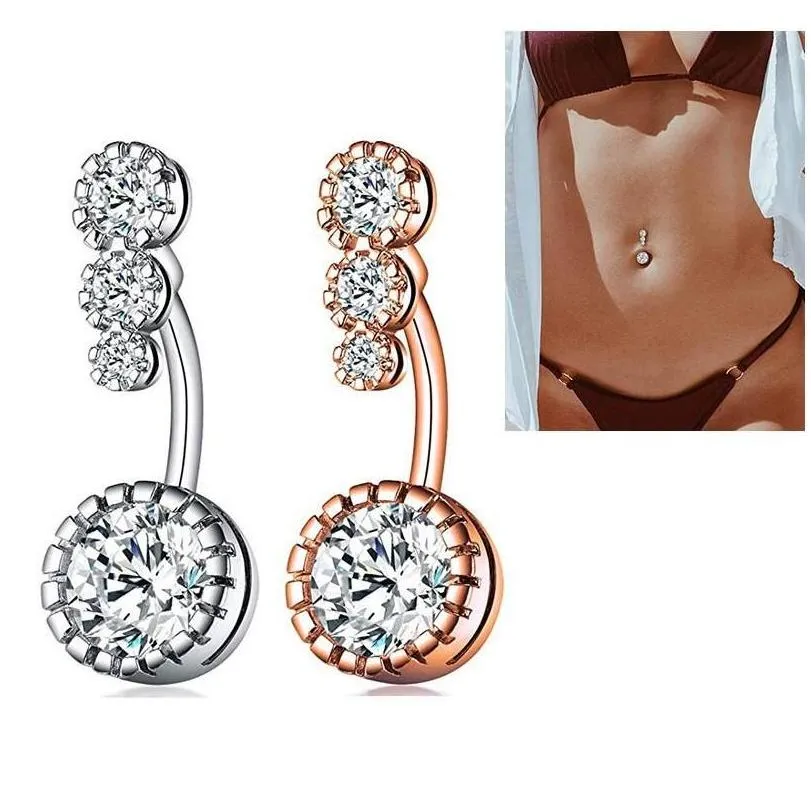 stainless steel diamond belly ring allergy zircon navel bell button rings sexy fashion jewelry women body jewelry will and sandy 4lbjo