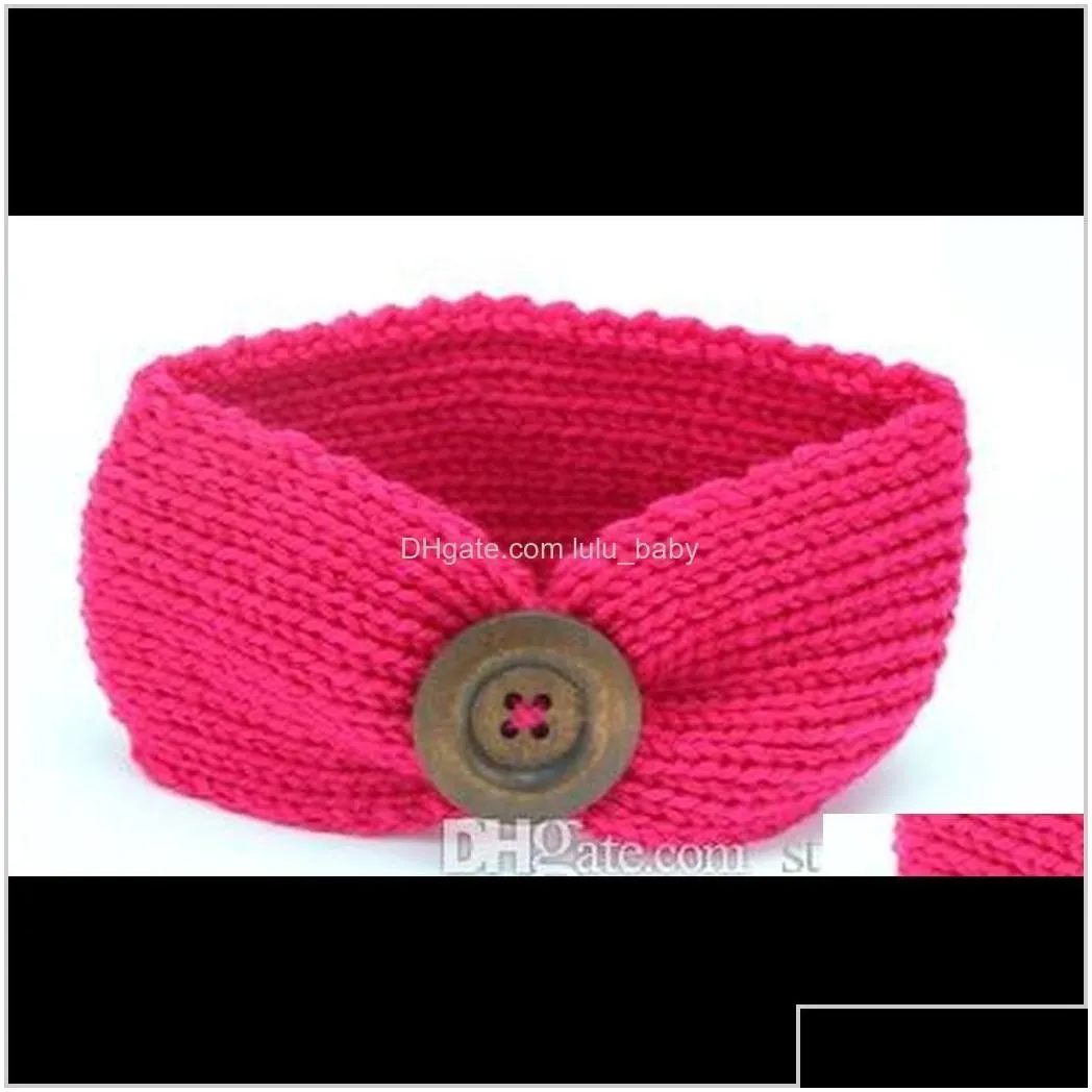 Handmade Baby Knitting Crochet Headband Fashion Boys Girls Headbands Ear Warmer With Button Children Hair Accessories E1Qrm Evwqx