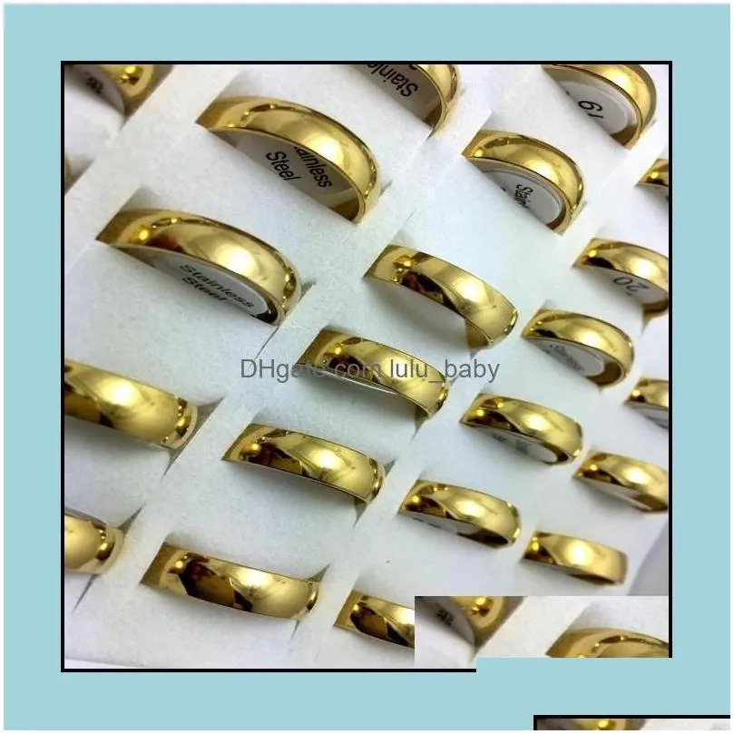 Band Rings Wholesale 30Pcs 6Mm Simple Band Gold 316L Wedding Engagment Stainless Steel Rings Jewelry Finger Ring Comfort Drop Deliver