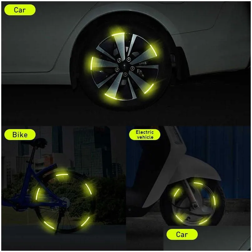 20pcs car wheel hub tire rim reflective strips luminous sticker for night driving car-styling accessories