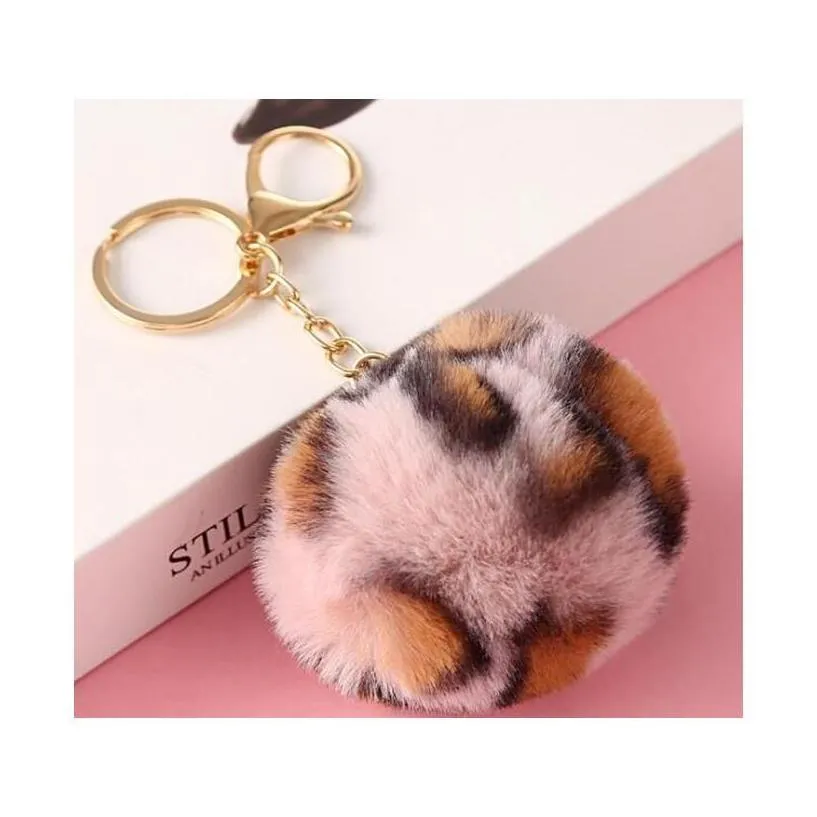 37 colors 8cm imitate rabbit fur ball keychain pom pom car keychain handbag keychain fluffy faux rabbit fur key ring eh2sn
