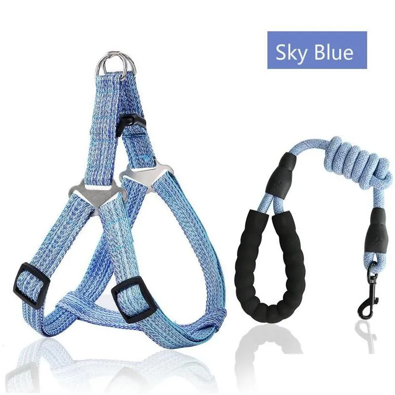 Dog Harness Leash Rope Set Adjustable Dogs Chest Back Traction Puppy Pet Nylon Durable Outdoor Walking Chain Belt Collars & Leashes