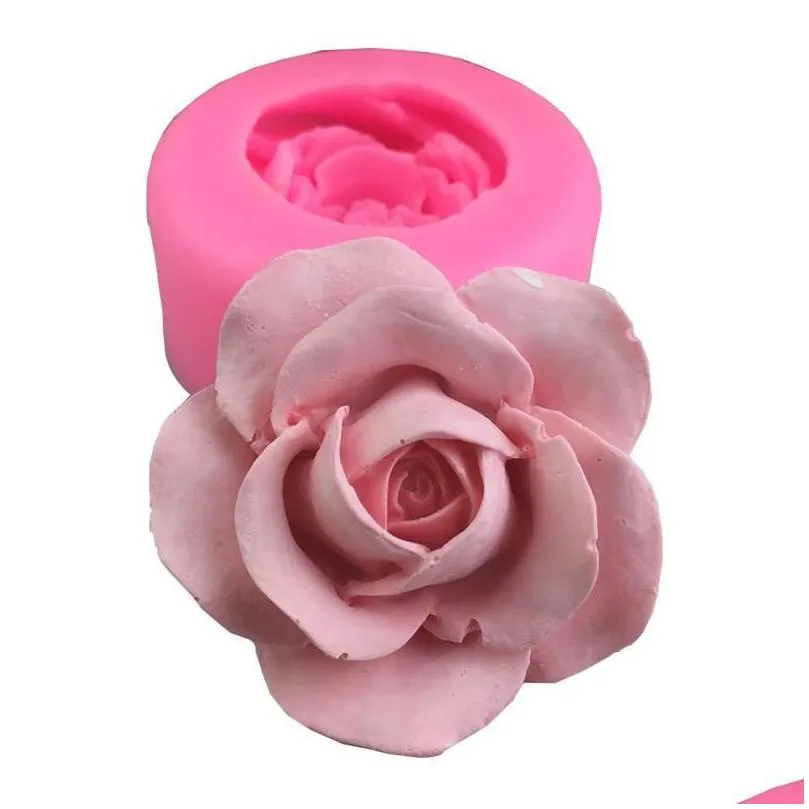 Baking Moulds 3D Cake Mold Cupcake Flower Bloom Rose Shape Silicone Fondant Soap Jelly Candy Chocolate Decoration Tool