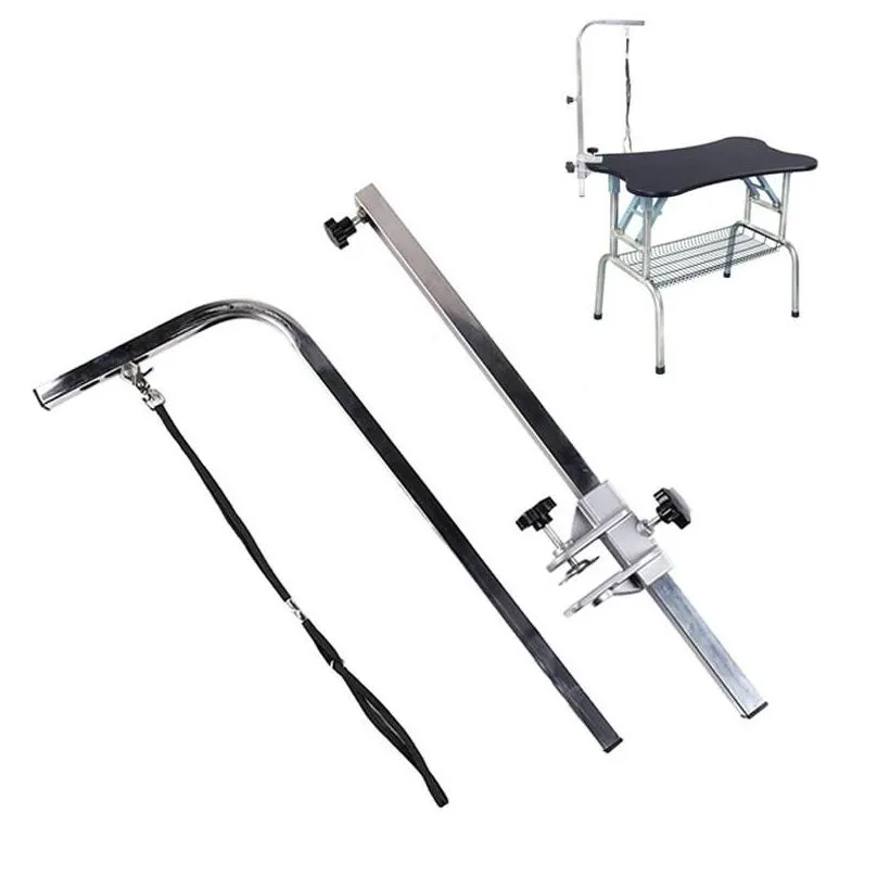 Dog Apparel 105cm Pets Grooming Bracket With Sling Adjustable Steel Suspender Table Arm Support Cat Holder For Bath Desk