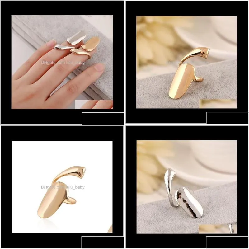 Alloy Simplicity Fingernail Ring Womens Jewelry Golden And Silver Tone Nail Art Finger Xiipy Band Aztae