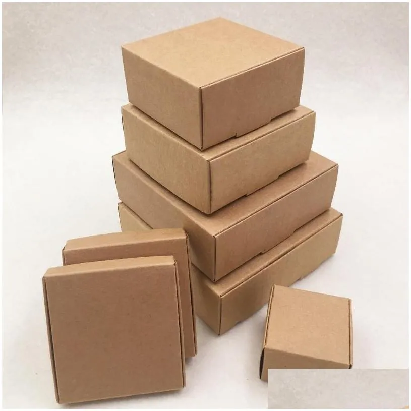 wholesale 24pcs multi size paper soap box kraft paper gift package with clear pvc window candy favors arts krafts display k jllsxu