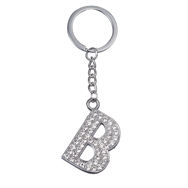 zrm fashion charm 26 english letters az alphabet keychains car bag crystal rhinestones alloy name keychains jewelry key chains