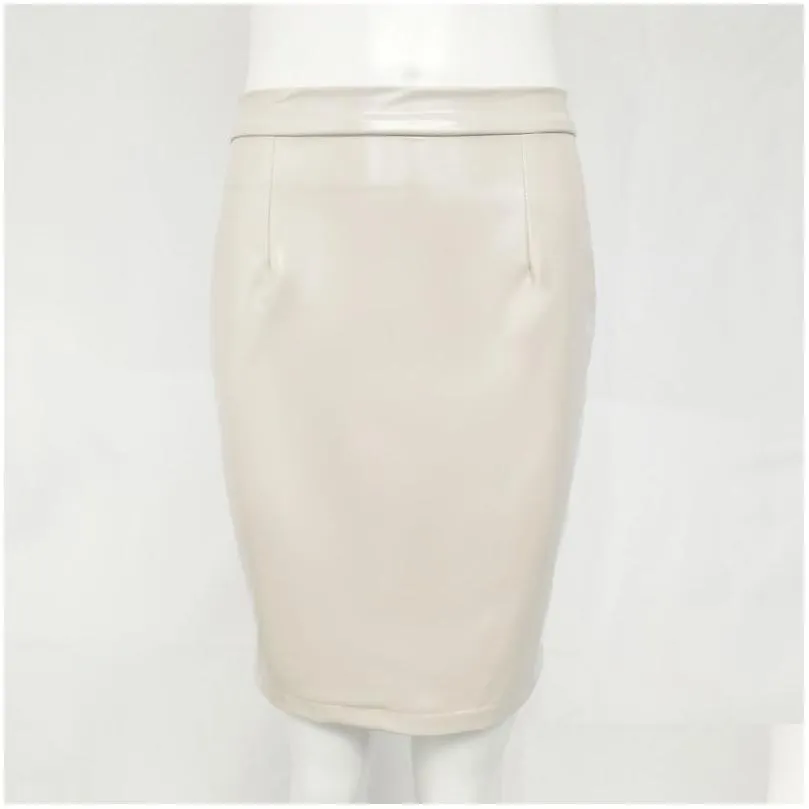 women sexy mini elegant bodycon latex skirt high waist pencil pu patent leather skirt black office short skirts female y200326