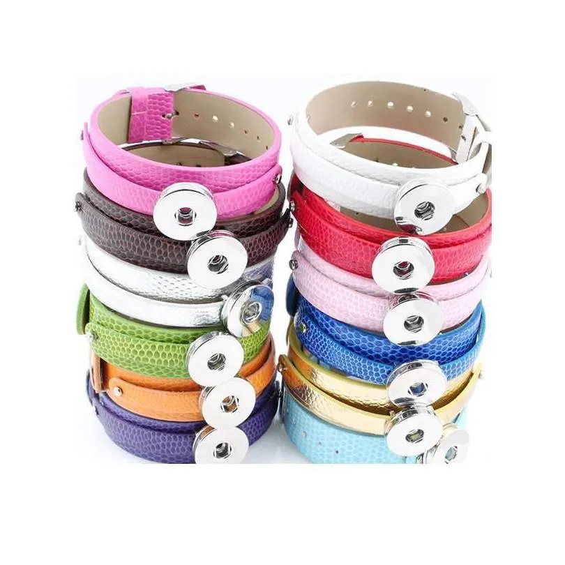 13 colors pu leather bracelets for men fit 18mm 20mm snap diy metal snap button bracelet watches women one d jllxhp