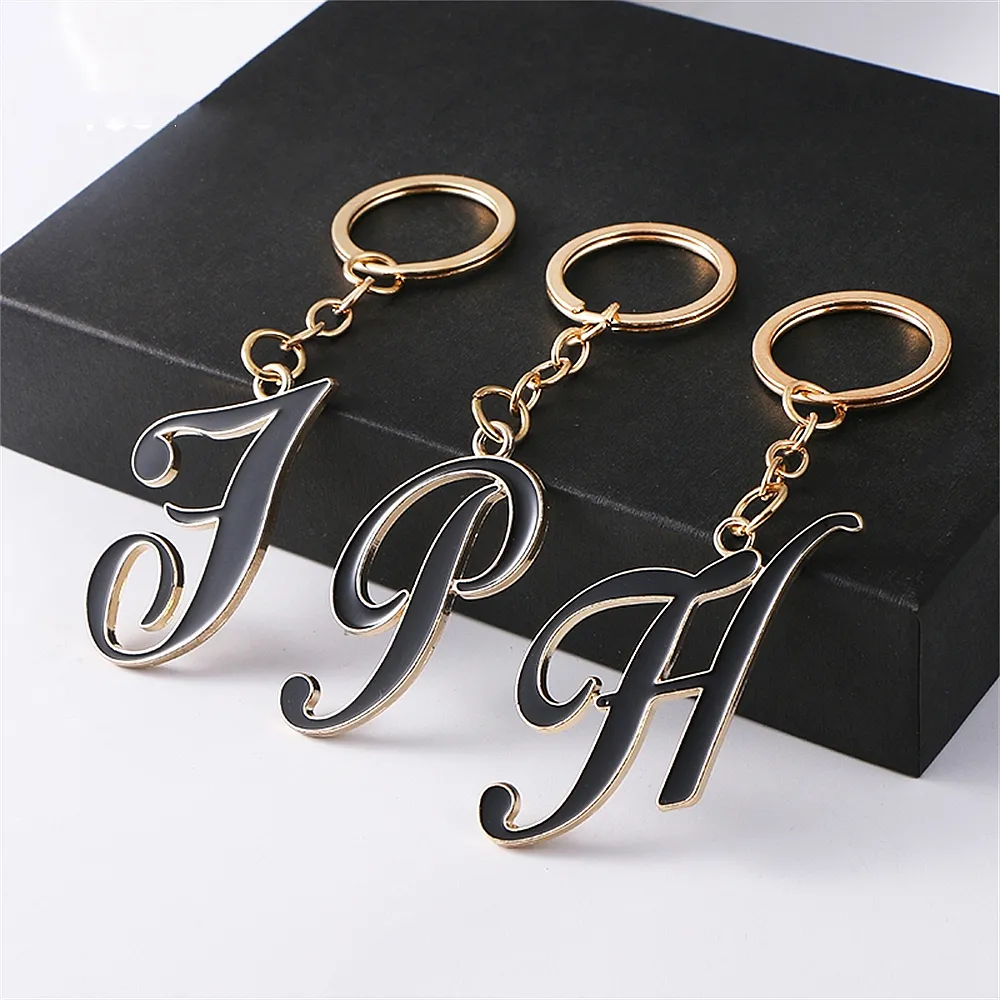 a z initial letters pendant keychains cute car alphabet key chains rings women men charm keyring bag couple accessories gifts