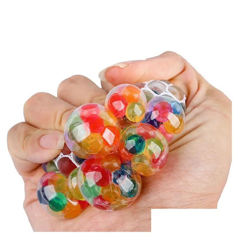 5.0cm squishy ball fidget toy colorful water beads mesh squish grape ball anti stress squeeze balls stress relief decompression toys anxiety