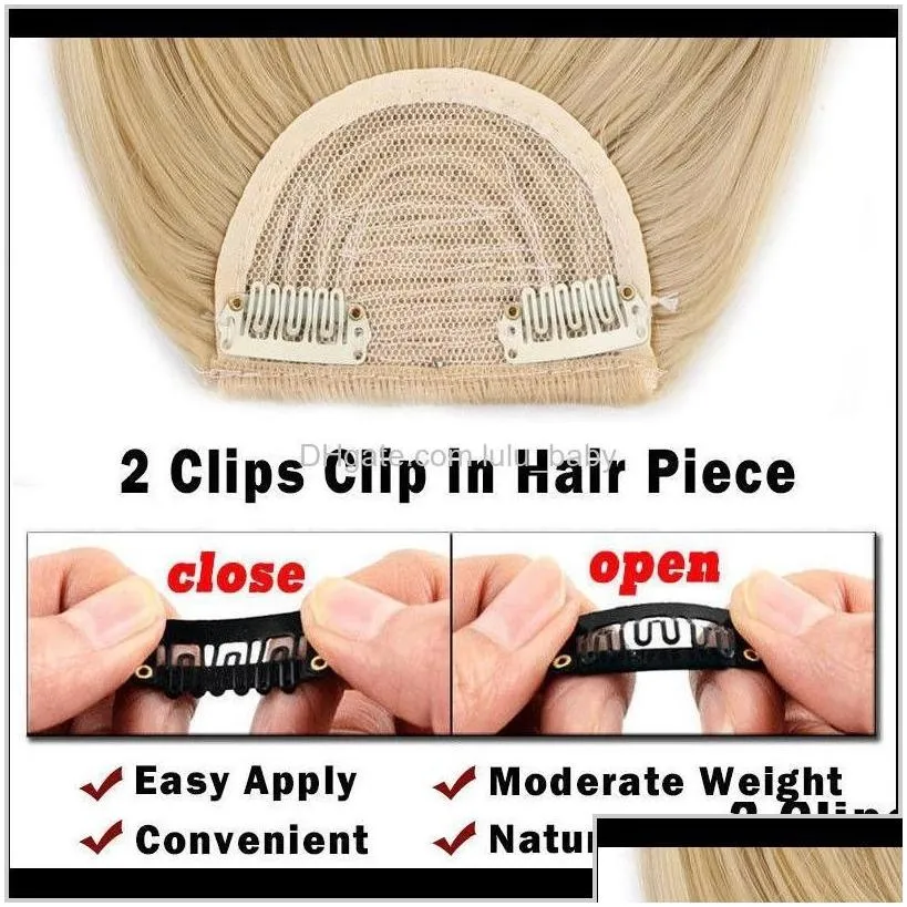 8Inches Short Front Neat Clip In Bang Fringe Extensions Straight Synthetic Natural Human Extension Hpuua Admol