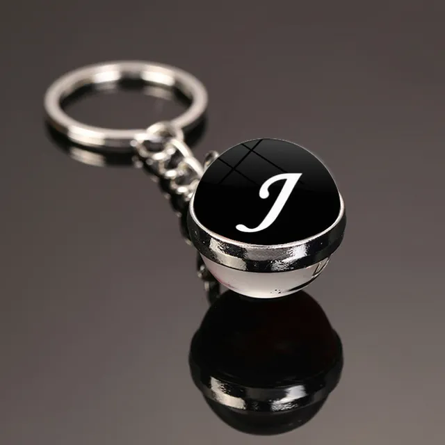 fashion glass ball pendant keychain dainty initial personalized letter name key chain for women and man jewelry accessories gift
