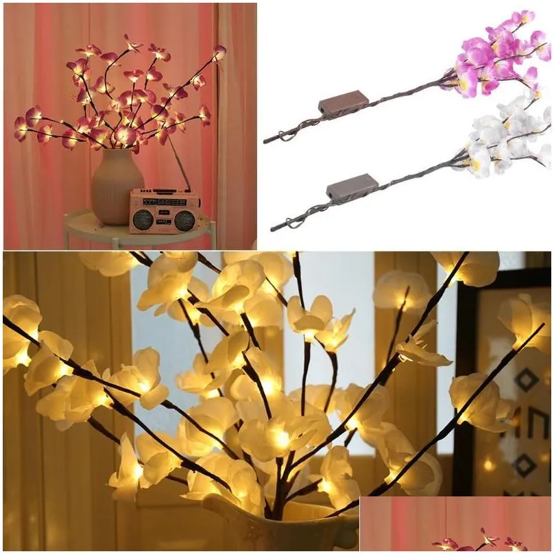 Phalaenopsis Tree Branch Light Floral Lights Home Christmas Party Garden Decor Led Bulb Home Decorative Fake Flowers #srn