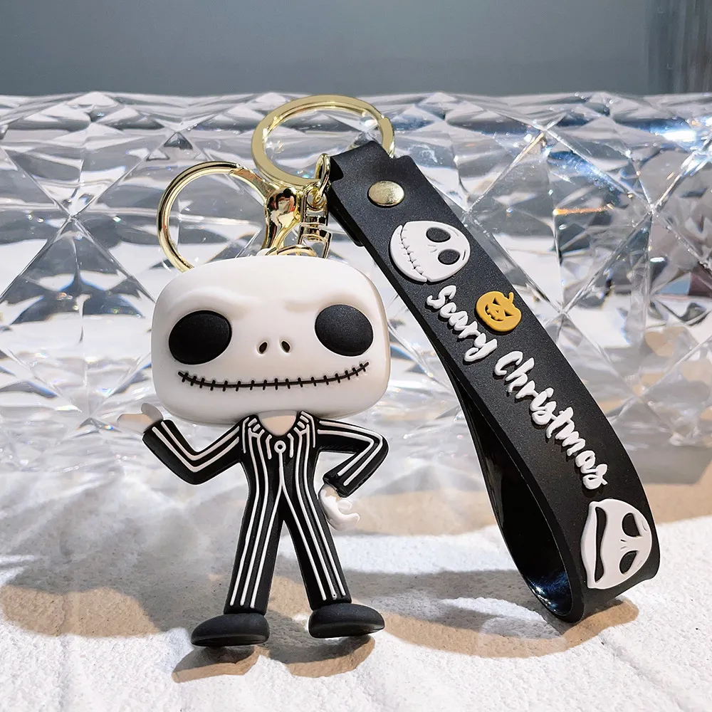 NEW Christmas Eve Horror Night Doll Keychain PVC Keychain Halloween Cute 3D Model Personalized Skeleton Jack Schoolbag Gifts