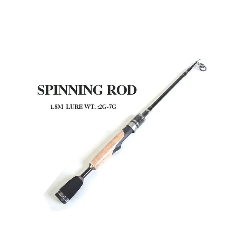 carbon telescopic ul fishing rod pole 1.8m 2g-7g ultralight portable travel spinning casting rods with rod bag for trout pike