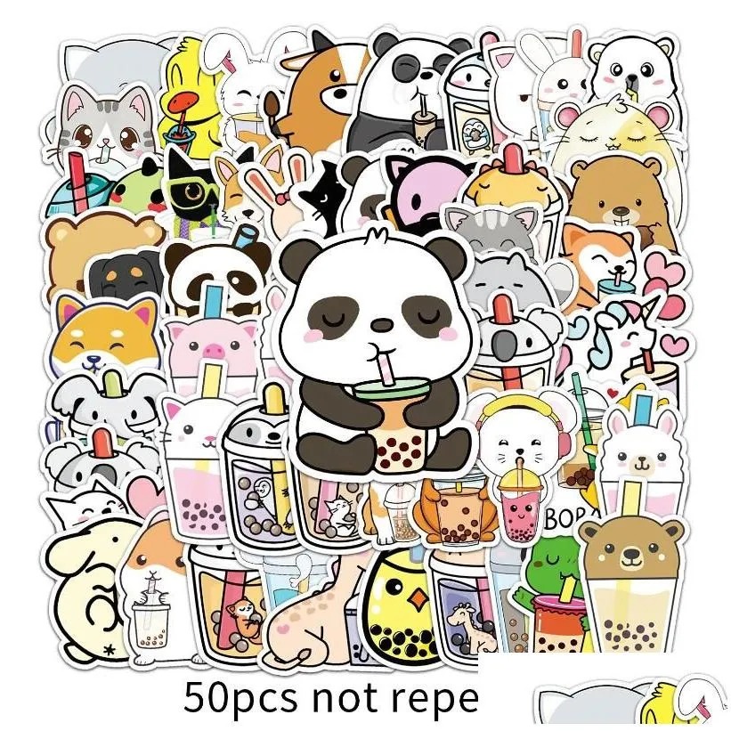 50 pieces of pet milk tea cartoon ins style  creative stickers for scooter luggage guitar decoration stickers dr dhhjr