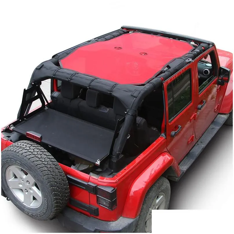 car sunshade sun protection net for jeep wrangler jk 4 doors 2007-2017 auto exterior accessories red