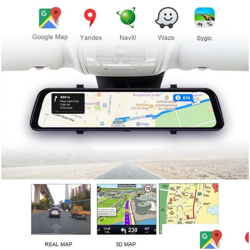 car video 4g android 8.1 dvr 12 inch rearview mirror hd 1080p gps wifi adas dash cam dual lens recorder auto camera registrar dvrs