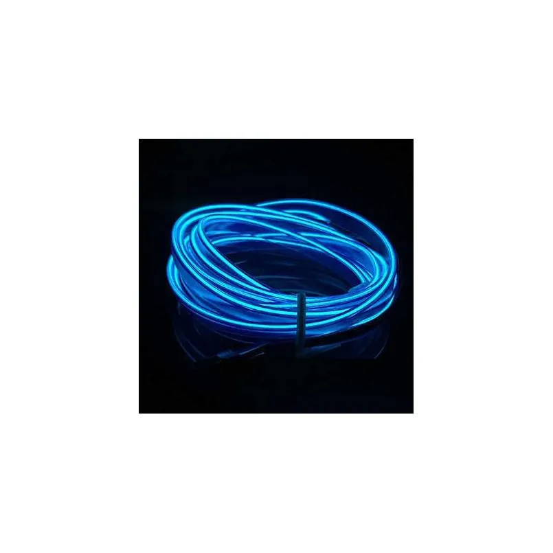 3/5m 12v car led cold lights flexible neon el wire auto lamps on light strip interior lighting decoration strips