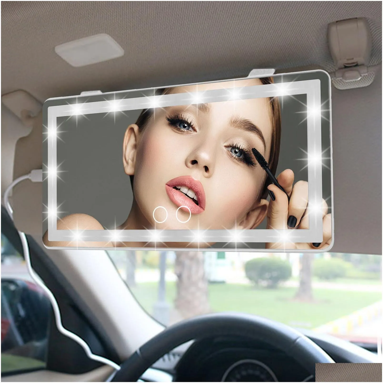 car makeup mirror rechargeable led vanity makeup mirror with 60 led lights 3 lighting mode rear sun visor mirror car accessories