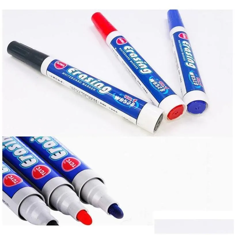 wholesale black red blue erasable whiteboard pens office school point 0.1inch smooth writing pens whiteboard writing erasable markers pen dh1326