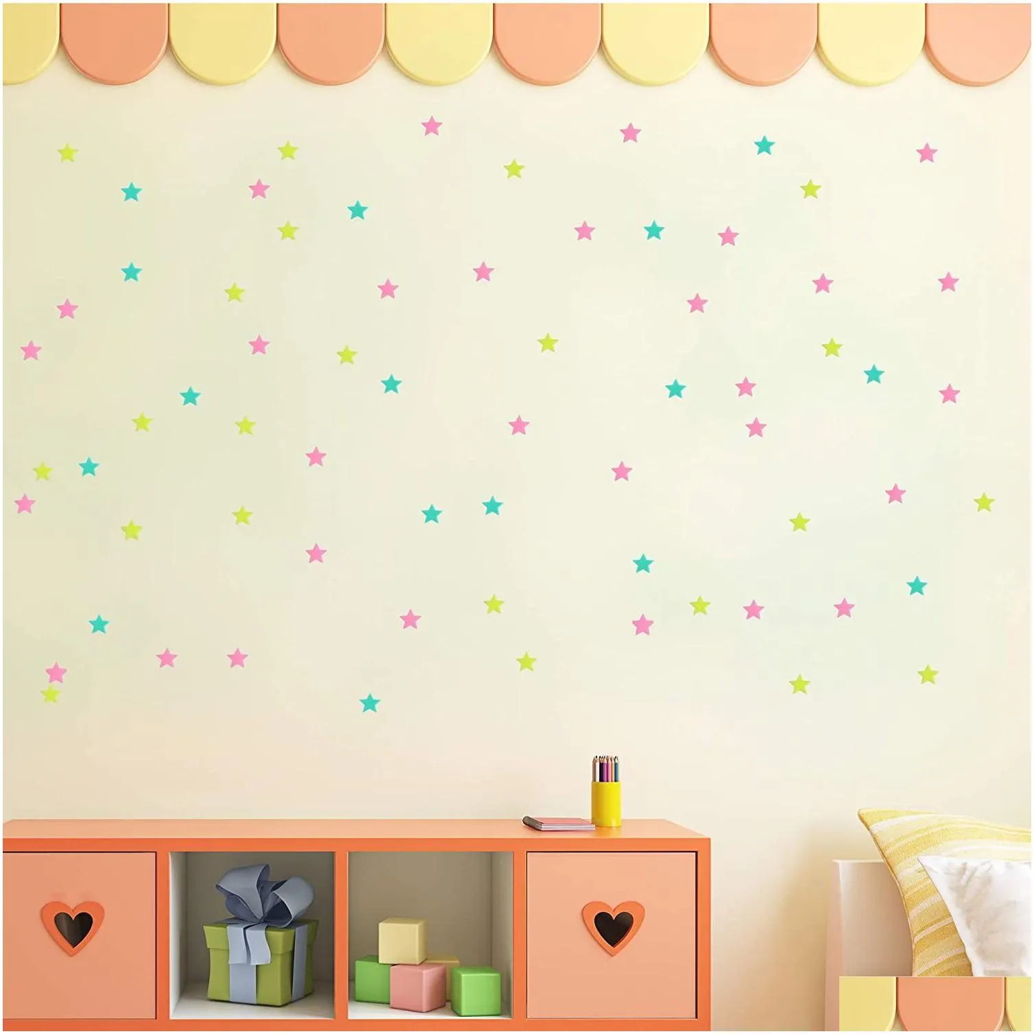 Bigger 3D Stars Glow In The Dark Wall Stickers 3.8cm Luminous Fluorescent For Kids Baby Room Bedroom Ceiling Home Decor