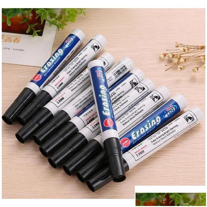 wholesale black red blue erasable whiteboard pens office school point 0.1inch smooth writing pens whiteboard writing erasable markers pen dh1326