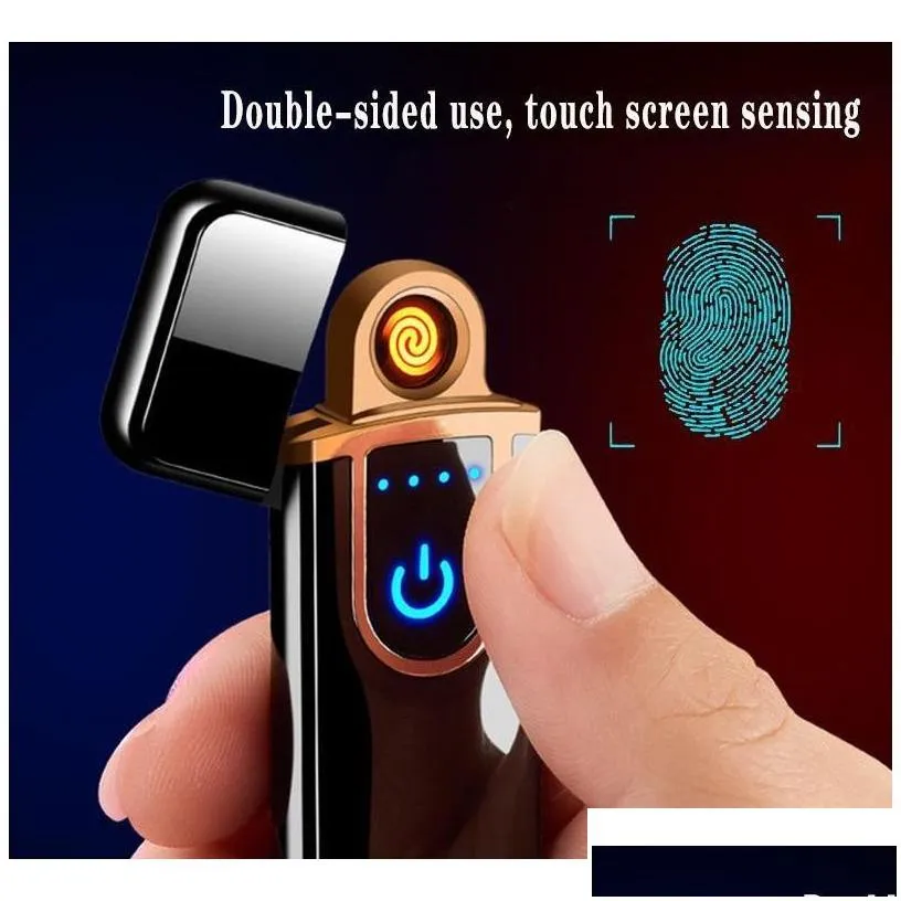 novelty electric touch sensor cool lighter fingerprint sensor usb rechargeable portable windproof lighters smo jllcng yummyshop