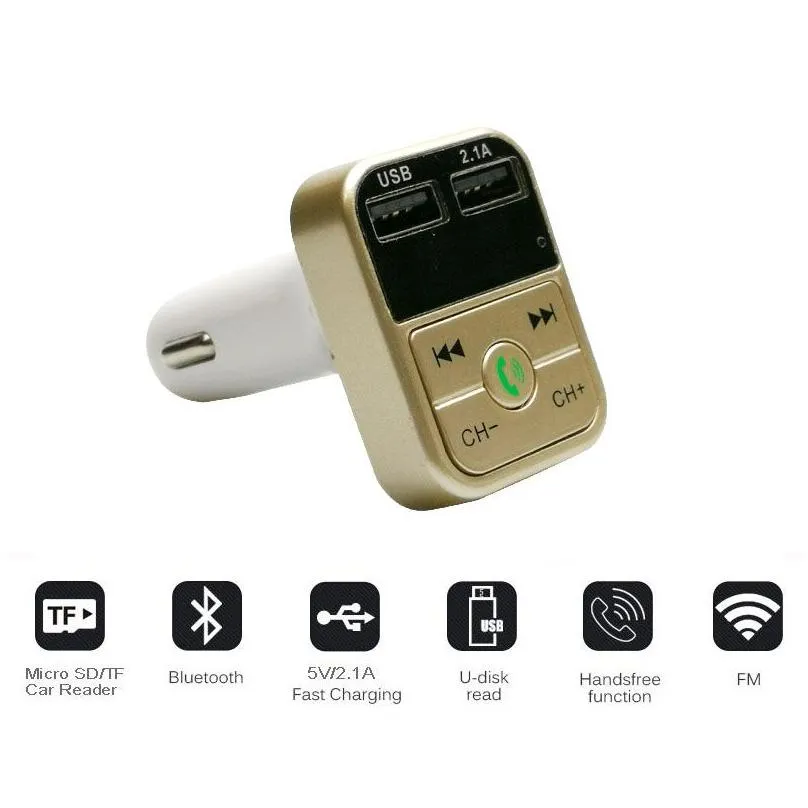 dual usb bluetooth car kit  for samsung xiaomi Fruit phone with fm transmitter handfree disc/tf card play music