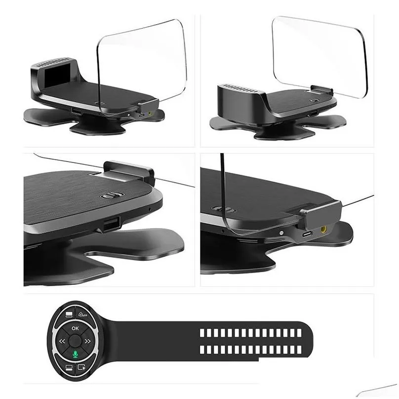car video hud head-up display obd2 smart navigation speed hd projection wireless steering wheel remote control