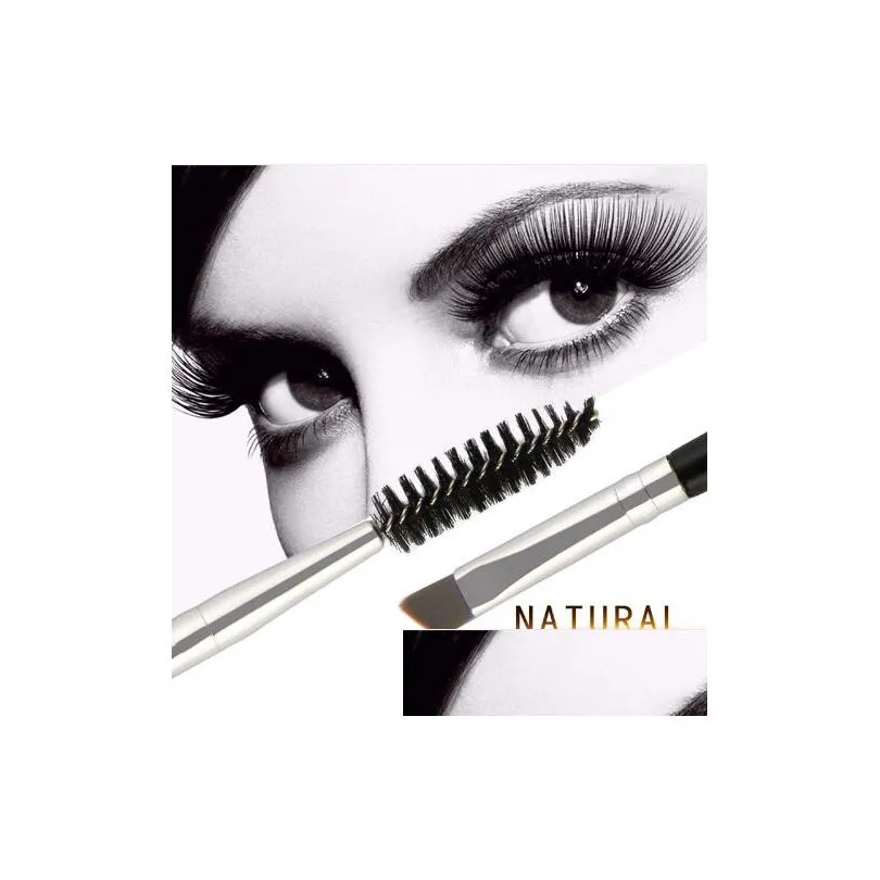 EyeBrow Makeup Brush Wood Handle Double Sided Eyebrow Flat Angled Brushes Eye Brow Makeup Brushes Professional