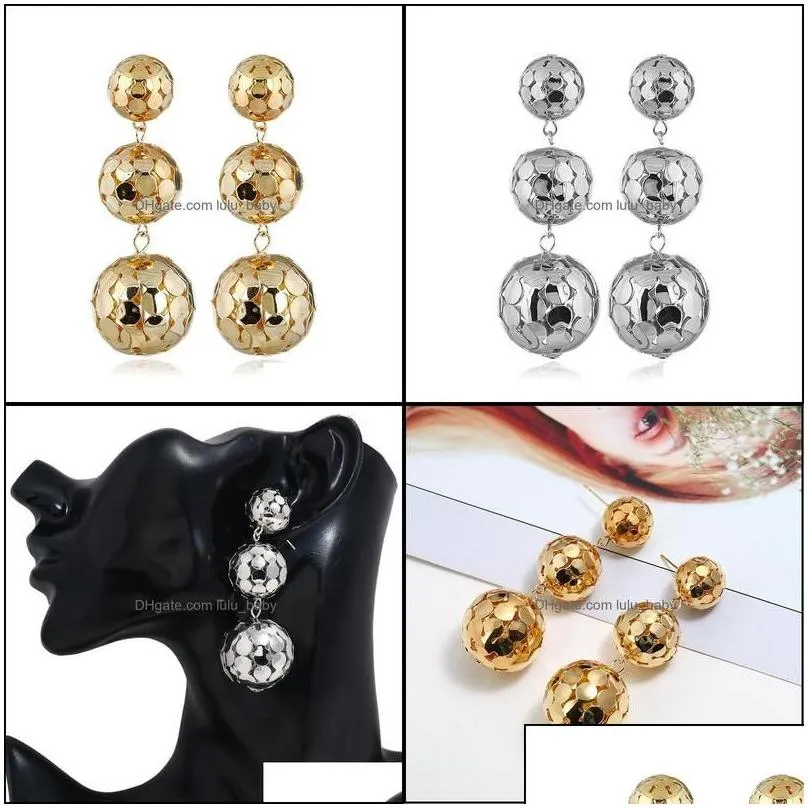 dangle chandelier old color metal ball earrings for women long earring statement drop earing vintage bold punk jewelry wholesale de