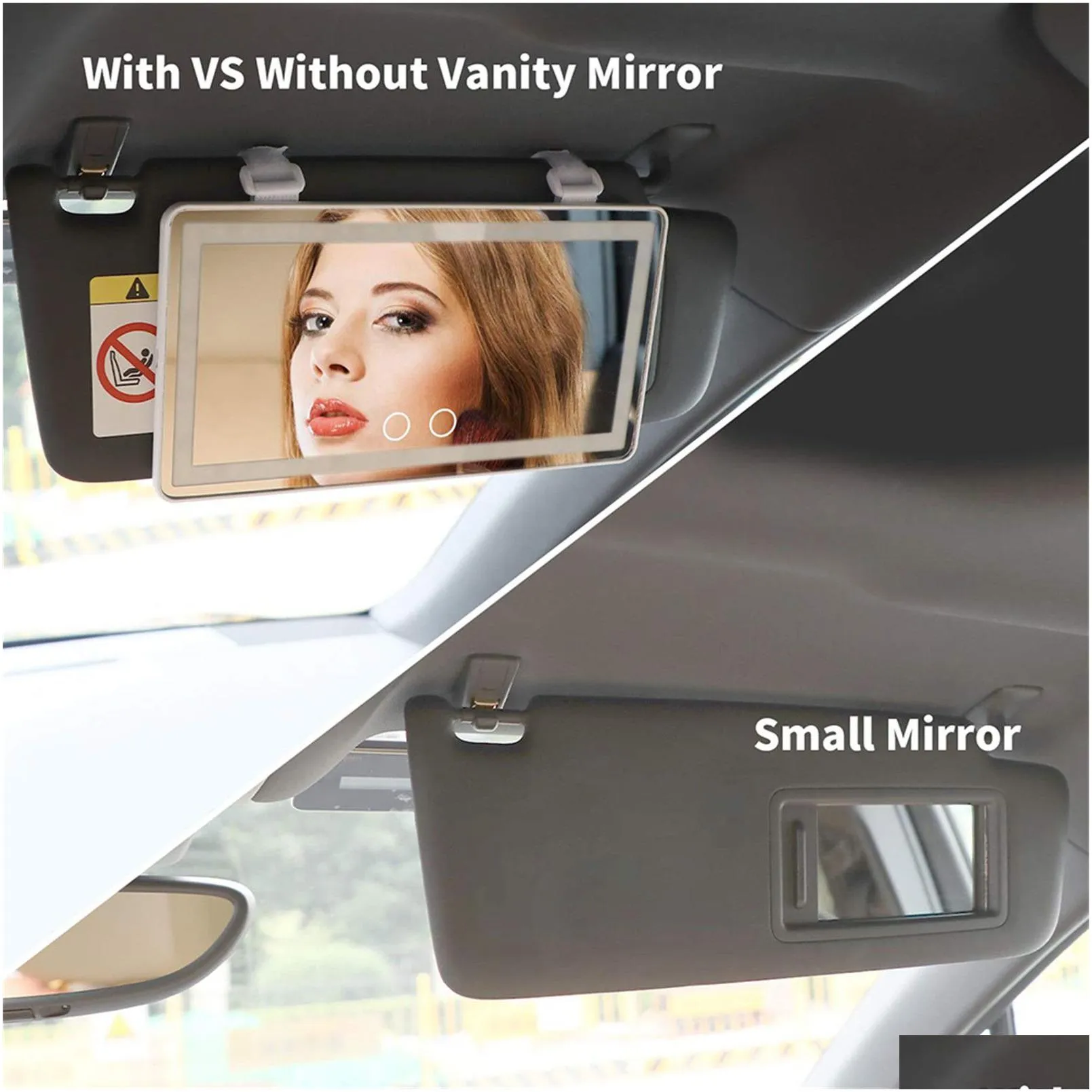 car makeup mirror rechargeable led vanity makeup mirror with 60 led lights 3 lighting mode rear sun visor mirror car accessories