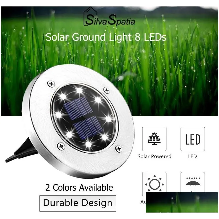 solar lamps 8 led outdoor ground lamp landscape lawn yard stair underground buried night light home garden spot solaire exterieur