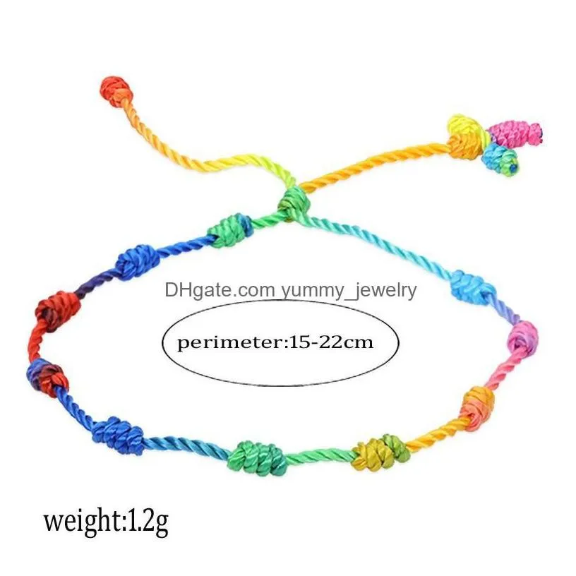 charm bracelets knotted cross handmade religious gifts mticolor 7 knots red string couple friendship bracelet drop delivery jewelry