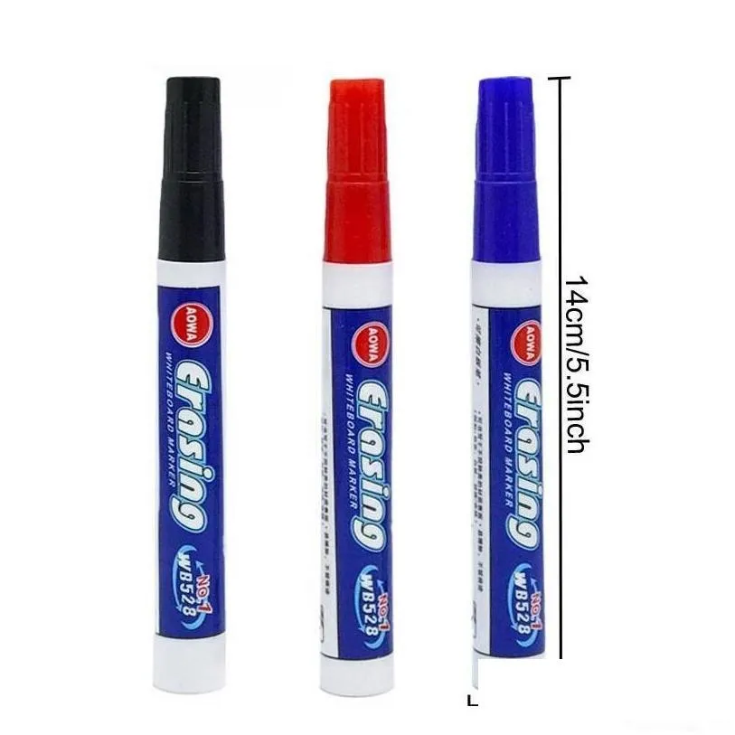 wholesale black red blue erasable whiteboard pens office school point 0.1inch smooth writing pens whiteboard writing erasable markers pen dh1326