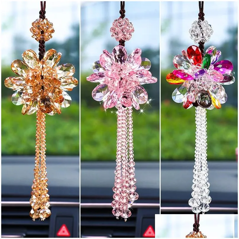 car hanging ornaments auto beautiful crystal hanging pendant rear view mirror car decoration car styling accessories