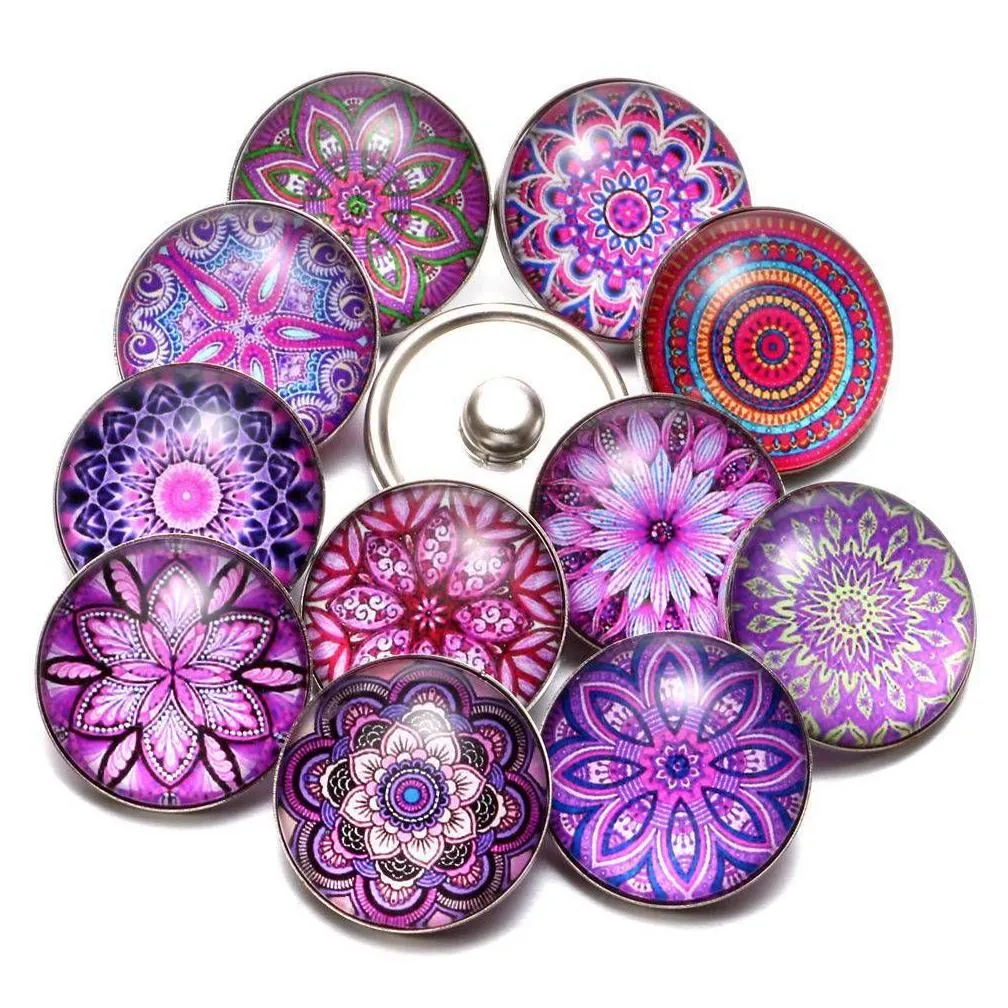  50pcs/lot 18mm glass snap button mixed style diy for snap bracelet bangles button snap jewelry wholesale