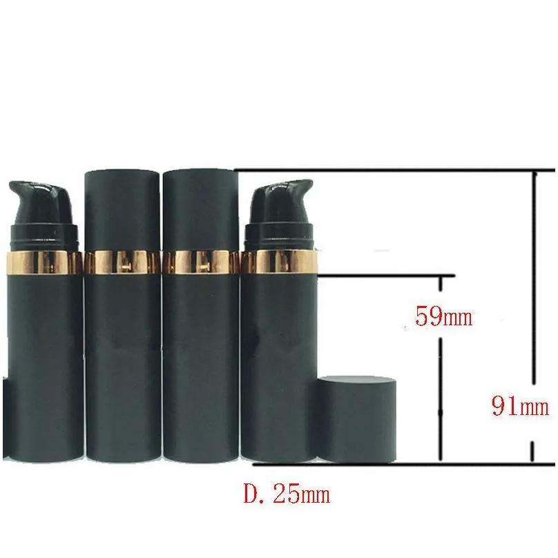15ml Black Empty Cosmetic Sample Bottle Airless Pump Skin Care Personal Care Plastic Airless Lotion Sample Container F2270