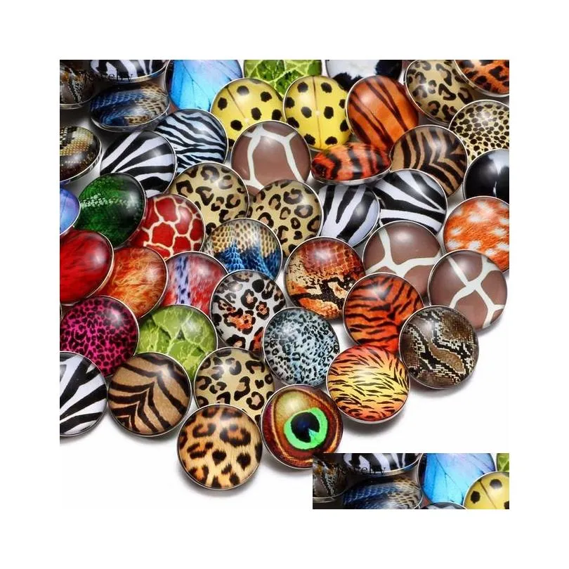  50pcs/lot 18mm glass snap button mixed style diy for snap bracelet bangles button snap jewelry wholesale